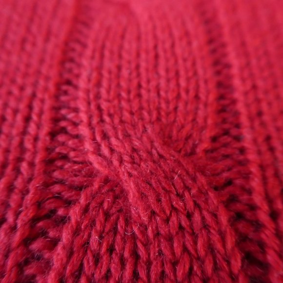 SiLK Cashmere Cable Knit Sweater Red The Limited Ribbed Crew Cuffs Waistband S - Picture 5 of 9